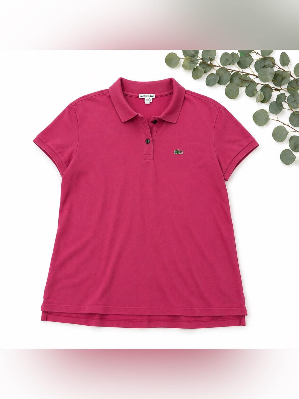 Lacoste Women’s Berry Pink Polo Shirt | Classic Croc Logo | Size 44